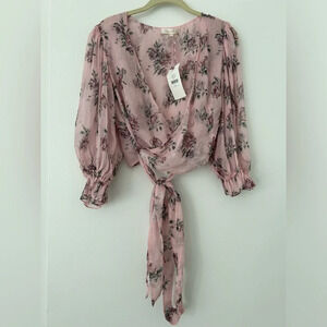 LoveShackFancy NWT Domino Top Pink Canopy Blouse Size S